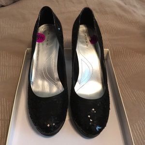 Black sequence heels